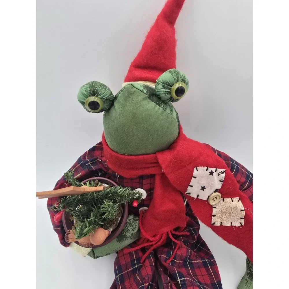 Arline's Crafty Treasures Christmas Frog Long Leg Shelf Sitter Vintage Decor